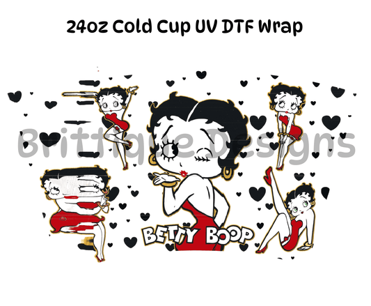 'Betty Boop' 24oz Cold Cup UV DTF Wrap