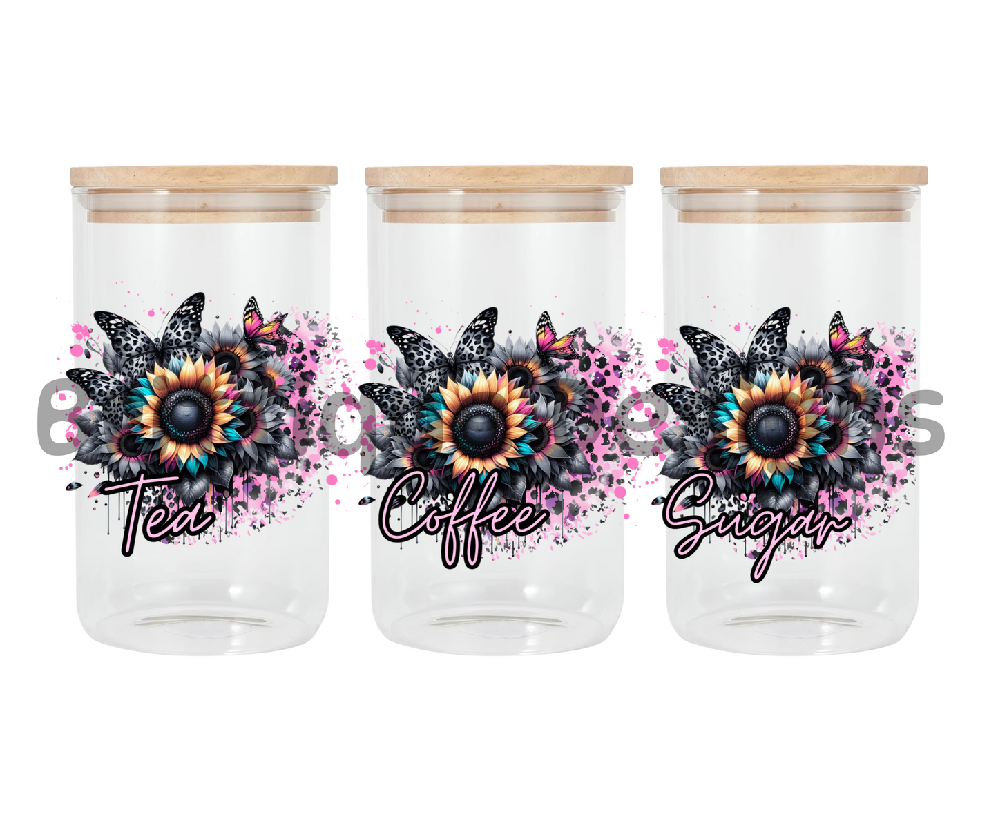 Flowers & Butterflys Leaped Print | Canister Decal | 16oz Double Sided UV DTF | #412