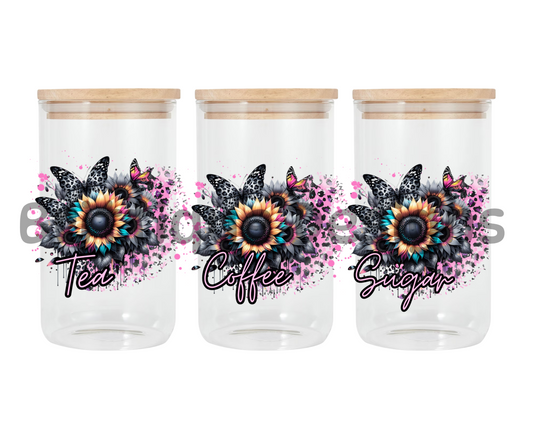 Flowers & Butterflys Leaped Print | Canister Decal | 16oz Double Sided UV DTF | #412