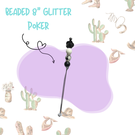 'Black Rose' 8" Glitter Poker