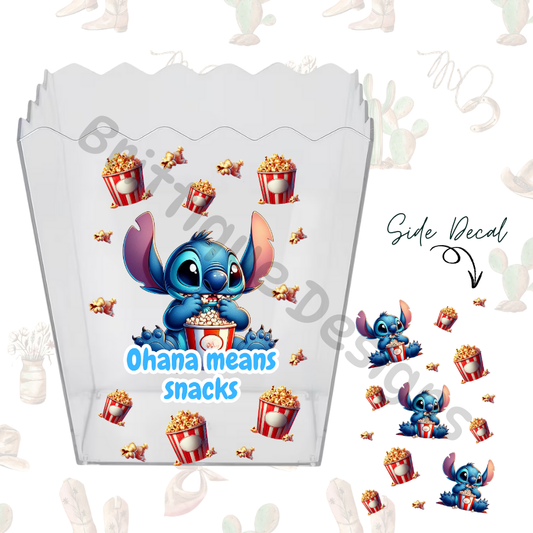Ohana Means Snacks | Popcorn Bucket UV DTF