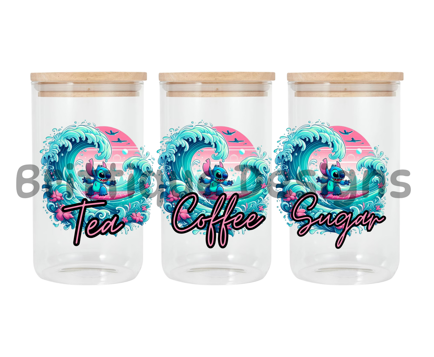 Surfing St1tch | Canister Decal | 16oz Double Sided UV DTF | #404