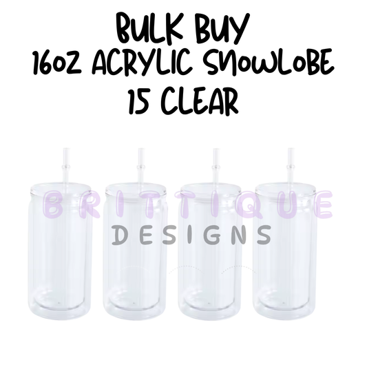 BULK BUY | 16oz Acrylic Snowglobe | Clear