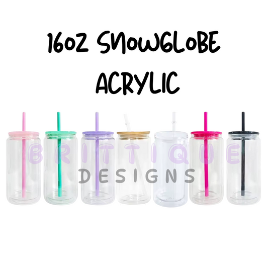 16oz Acrylic Snow Globe Tumbler | Blank