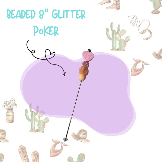 "Pink Loveheart 8" Glitter Poker