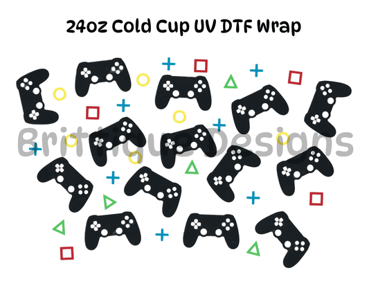 'Game Controls' 24oz Cold Cup UV DTF Wrap