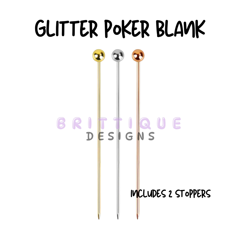 Beadable Glitter Poker Blank with Stoppers | 11cm or 20cm