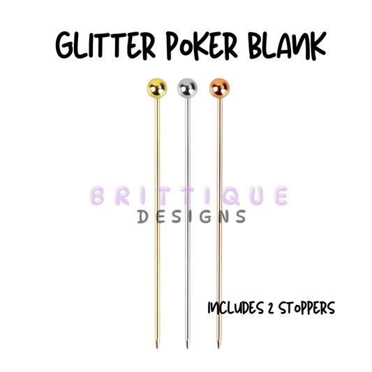 Beadable Glitter Poker Blank with Stoppers | 11cm or 20cm