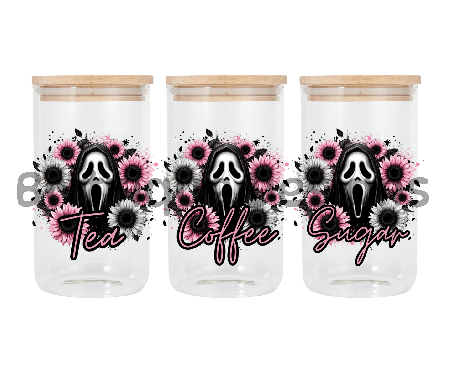 Ghost Face | Canister Decal | 16oz Double Sided UV DTF | #422