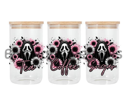 Ghost Face | Canister Decal | 16oz Double Sided UV DTF | #422
