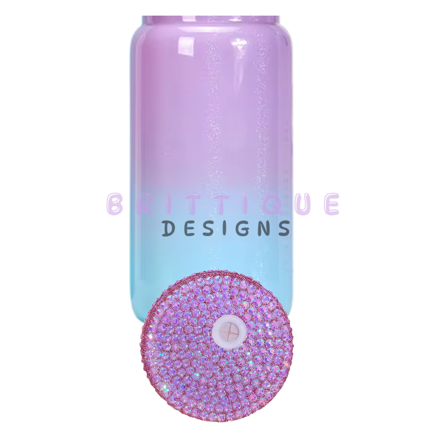 16oz Sublimation Ombre Shimmer Glass Libbey + Bling Lid Blank
