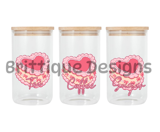 Heart Cake | Canister Decal | 16oz Double Sided UV DTF | #417